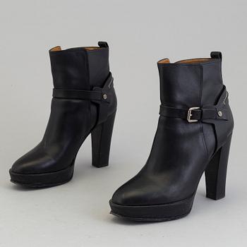 Black leather booties by Ralph Lauren.