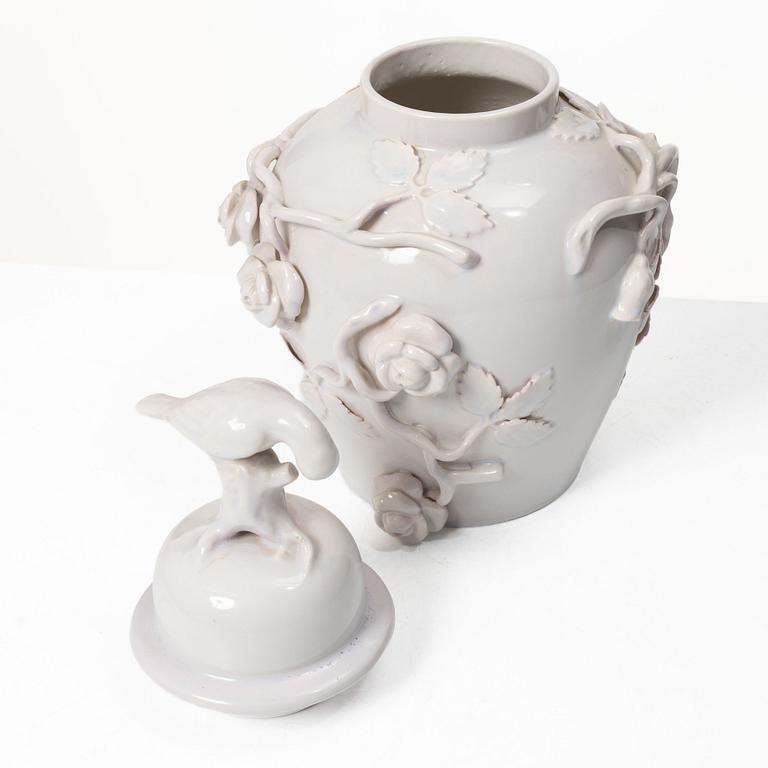 Lidded urn, faience, Rörstrand, mid-20th century.