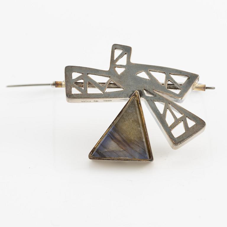 Jan-Christer Lundqvist, brooch, sterling silver with spectrolite, Skövde.
