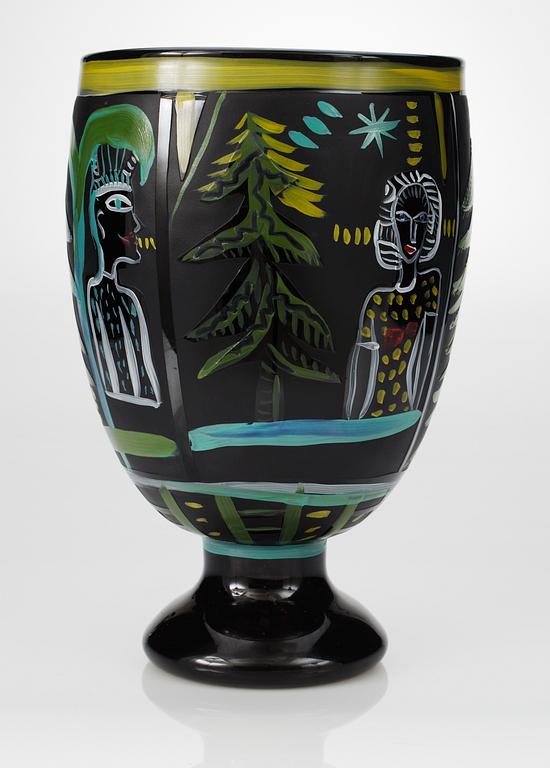 An Ulrica Hydman-Vallien glass vase, Pilchuck, USA 1986.