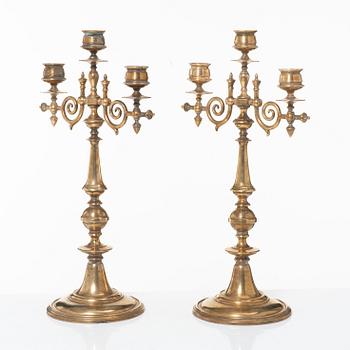 A pair of candelabras, No 72, E A Naeslund, Eskilstuna, circa 1900.