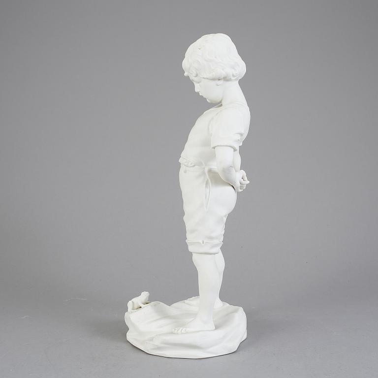 FIGURIN, parian. Gustavsberg, "Pojken och grodan", stämpelsignerad.