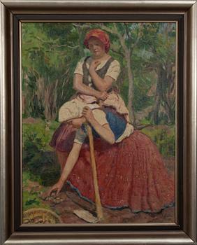 OSZKÁR GLATZ, I ARBETE, olja på duk, sign. 1934.