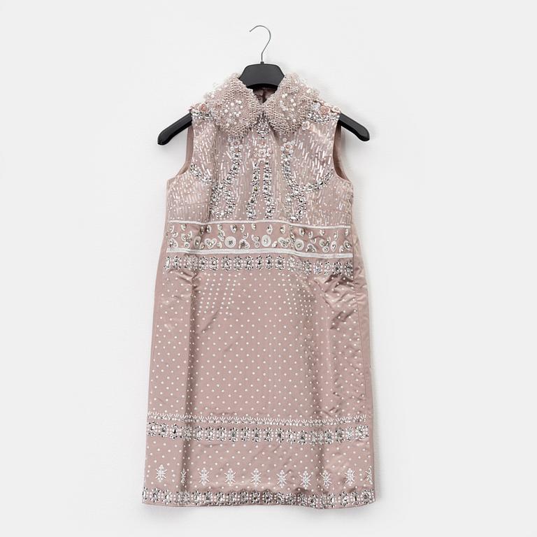 Miu Miu, a pearl and strass embroidered silk dress, size 40.