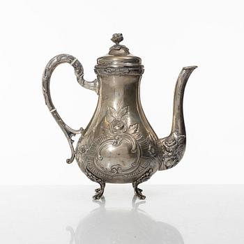 Kaffekanna, silver, rokokostil, 1900-tal.