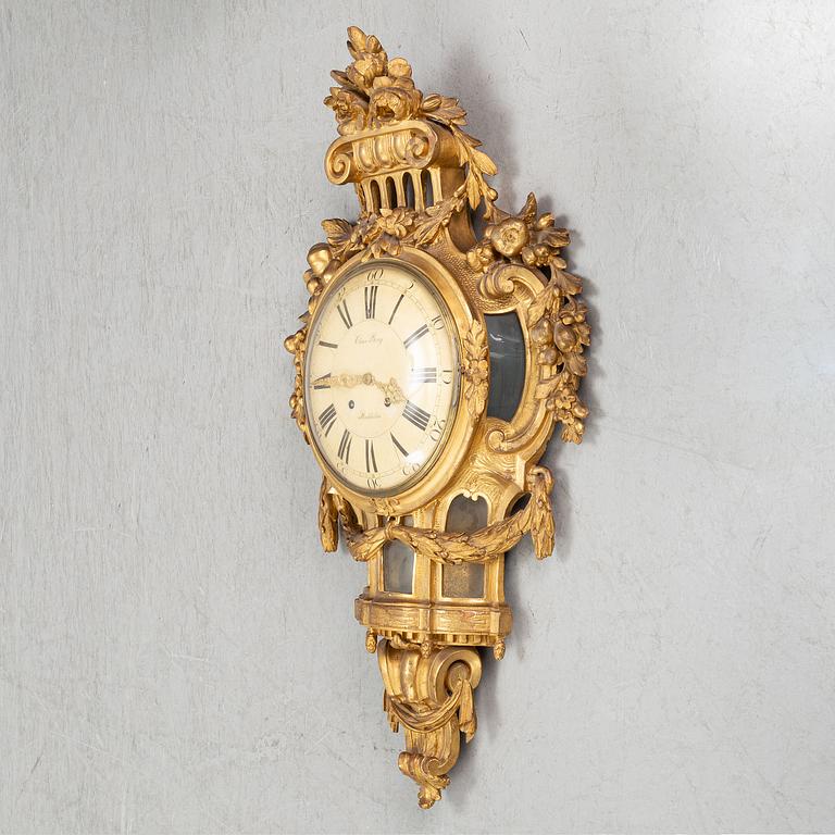 A Gustavian wall clock by Claes Berg (clockmaker in Stockholm 1762- 1782).