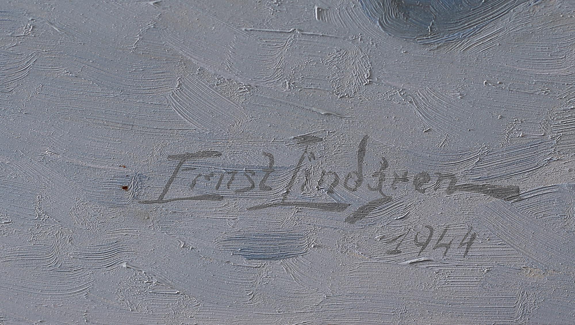 ERNST LINDGREN, olja på pannå, signerad och daterad 1944.