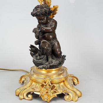 A pair of  mid 19th century, rococo-style TABLE LAMPS/CANDELABRA.