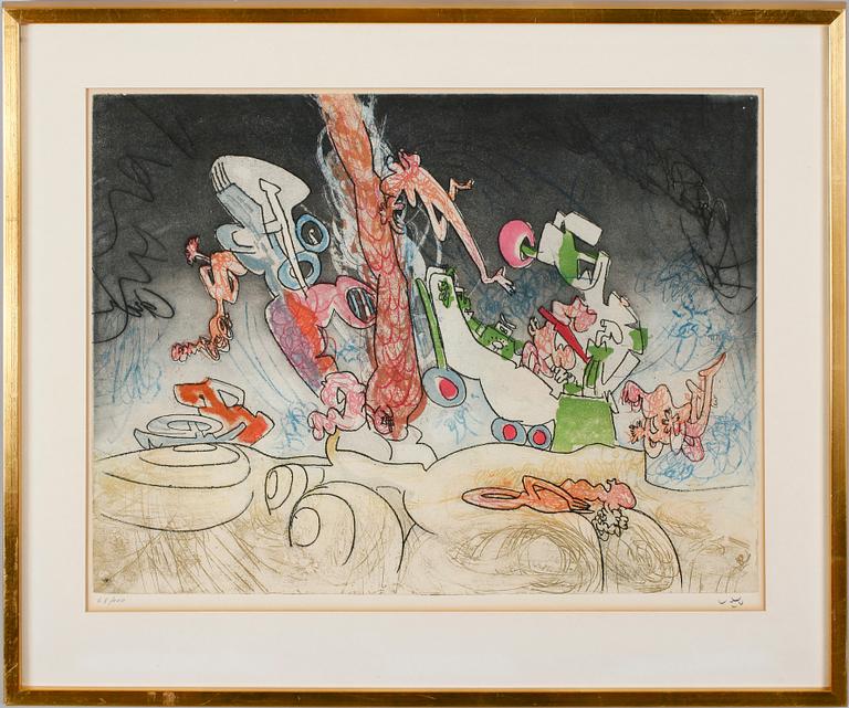 ROBERTO MATTA, färgetsning, sign, numr 68/100.