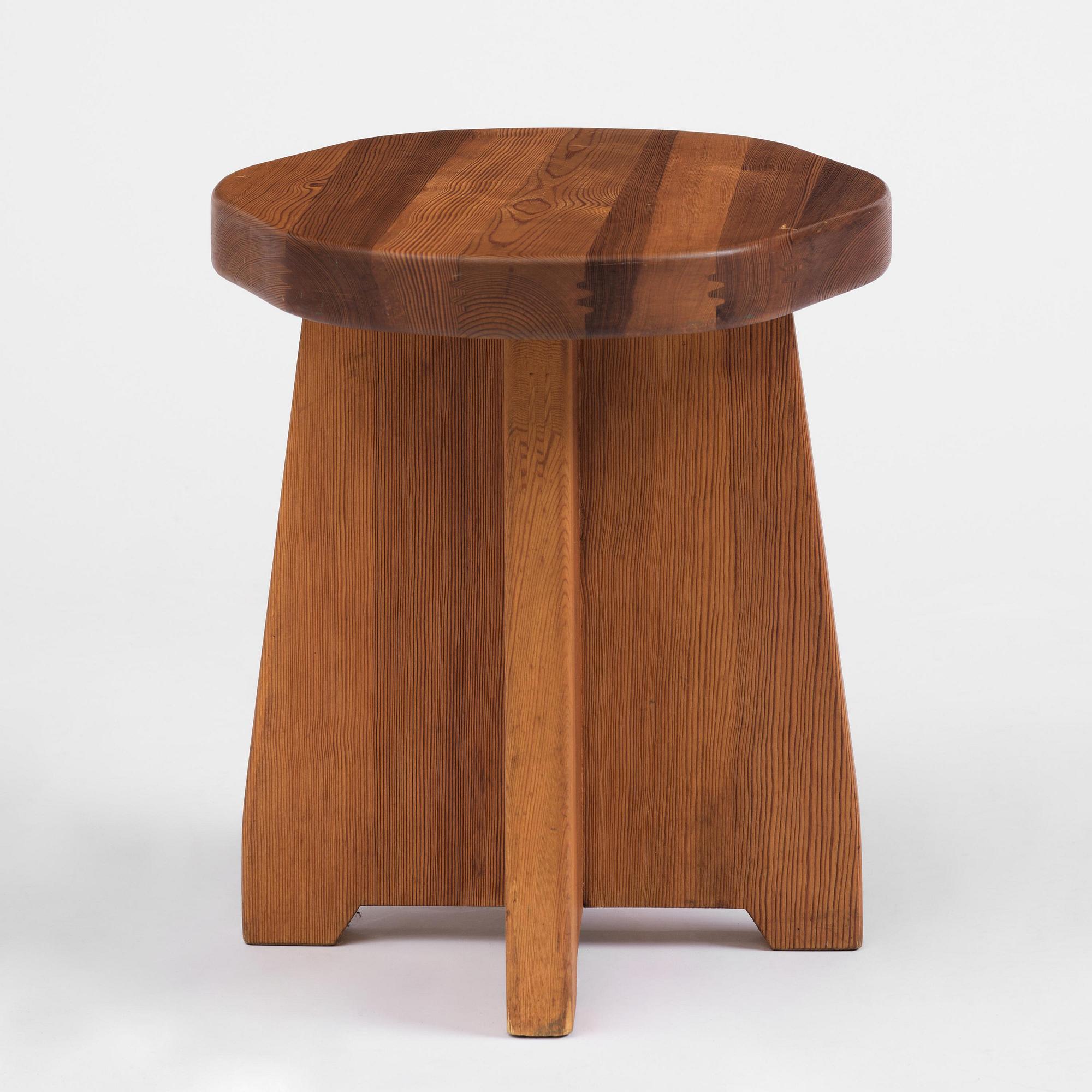 David Rosén, a stained pine "Berga" stool, Nordiska Kompaniet, Sweden, 1940s.