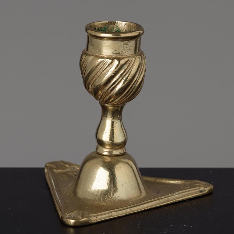 A Rococo candlestick by Simon Pantaleon (privilege in Stockholm 1754, dead 1776).