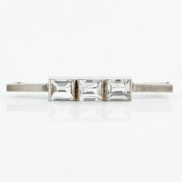 Wiwen Nilsson, a brooch, silver with step-cut rock crystal, Lund 1946.