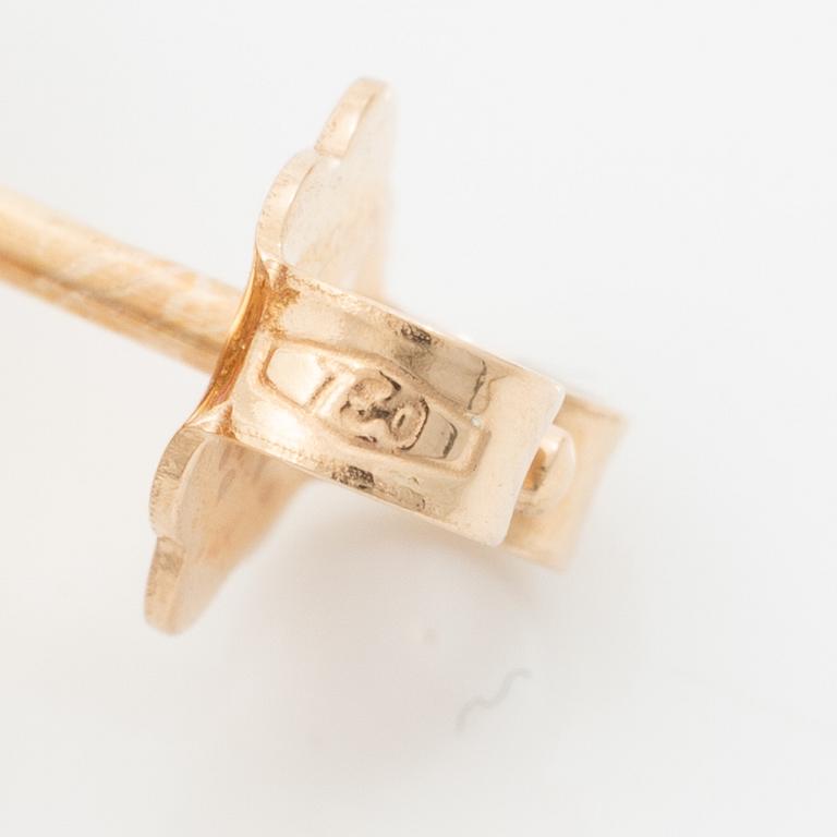 Örhängen 18K guld med odlade sötvattenspärlor och navetteslipade rubiner.