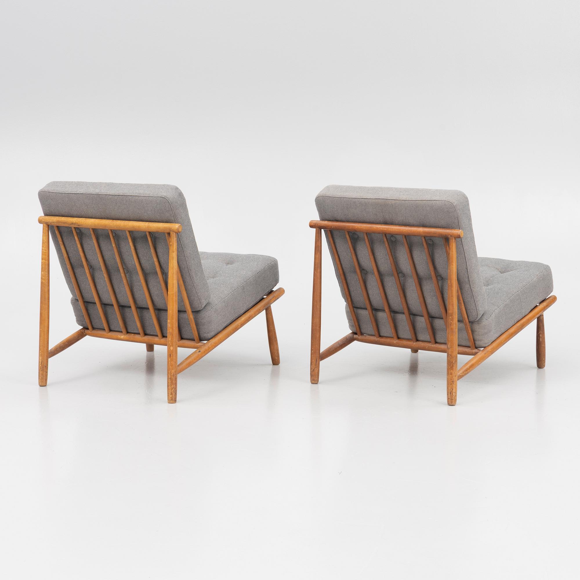 Alf Svensson, a pair of "Domus" lounge chairs, Dux, Sweden, 1950's.