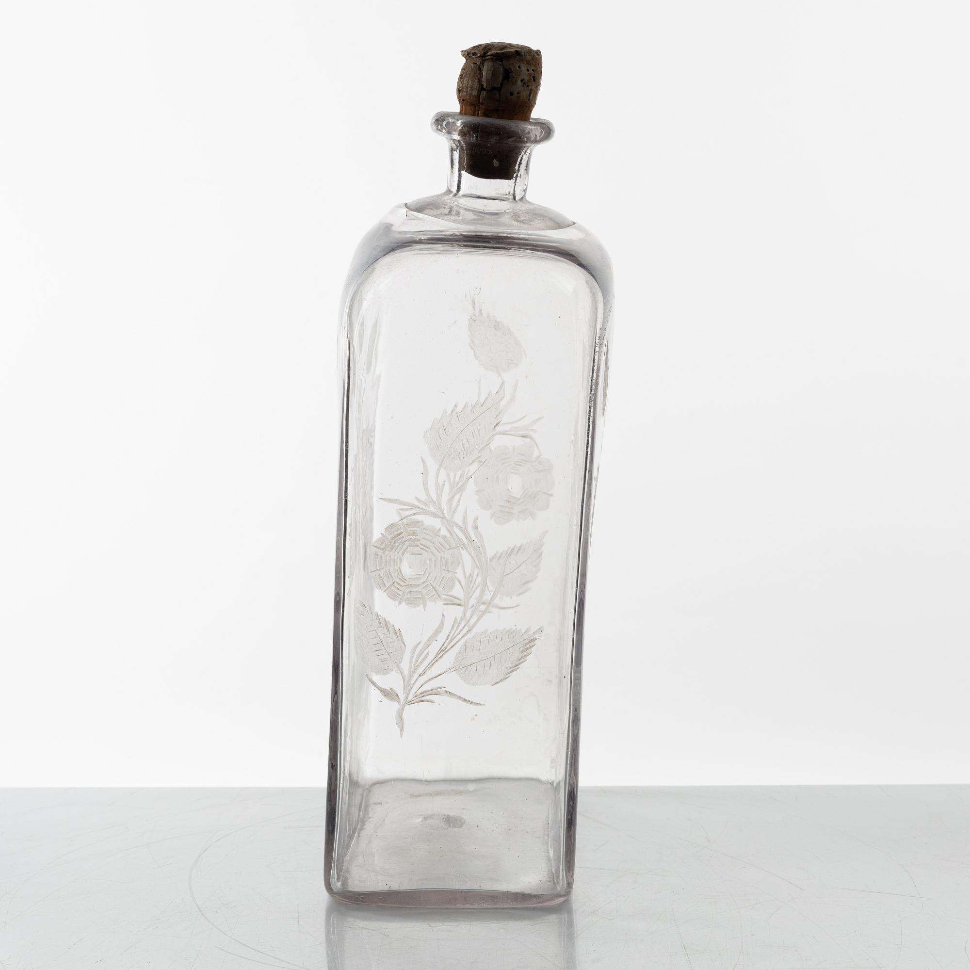 An engraved vodka bottle, later part of the 19th century.