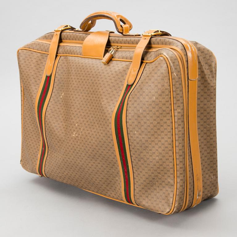 A Large Vintage Micro GG canvas Soft Suitcase.