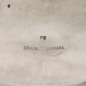 A pair of Danish sterling silver decanter coasters, maker's mark FB.