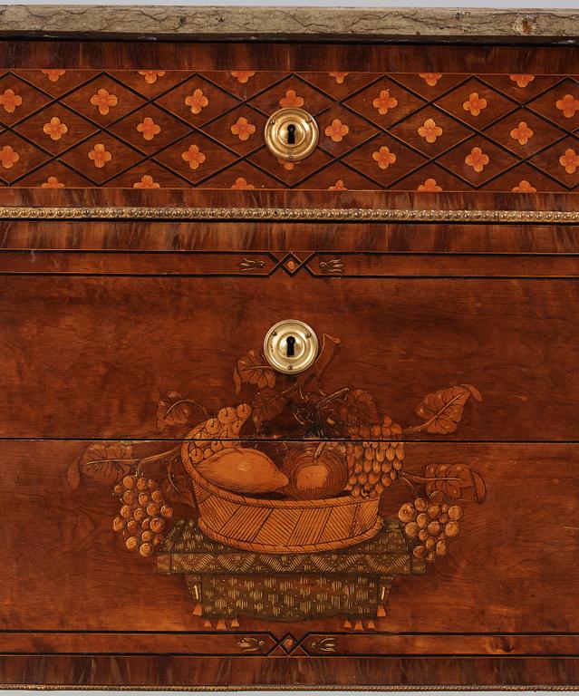 A Gustavian marquetry commode by  C. Lindborg (master in Stockholm 1781-1808).