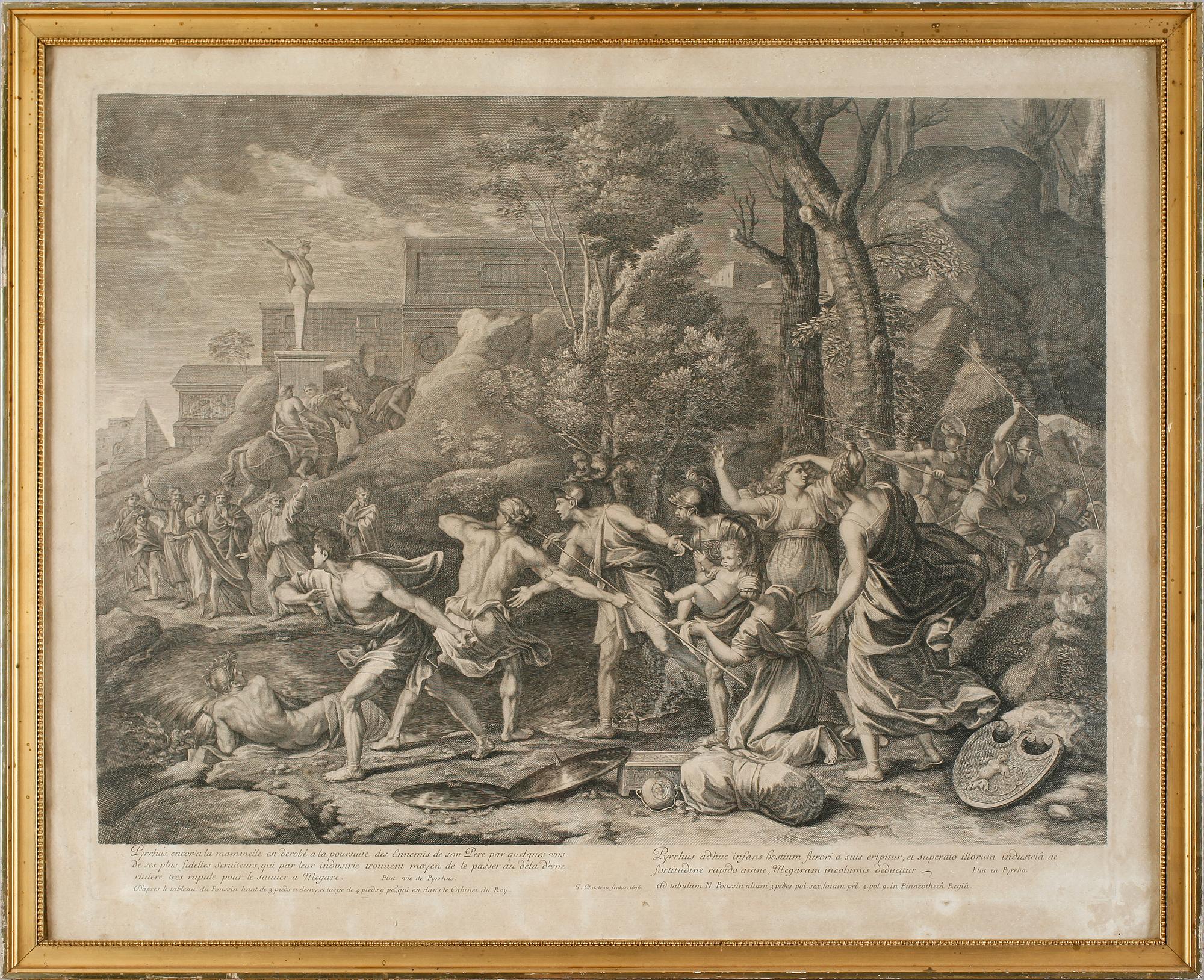 KOPPARSTICK, 2 st, efter Poussin och Pietro Testa, 1600-/1700-tal.