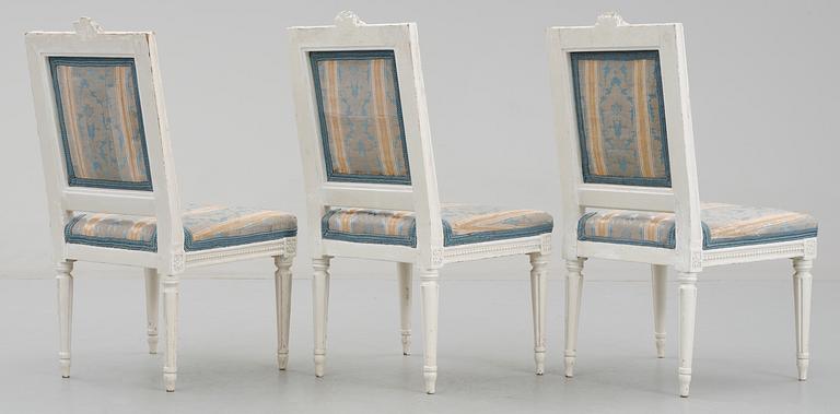 Three Gustavian 18th Century chairs.