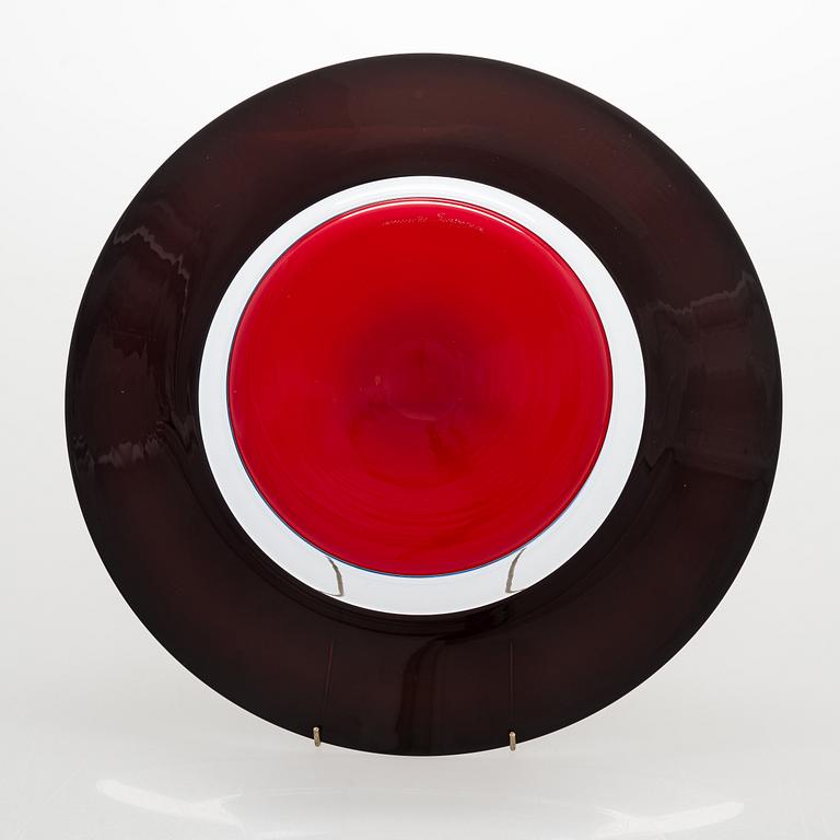 Timo Sarpaneva, a glass plate signed Venini 91 Sarpaneva.