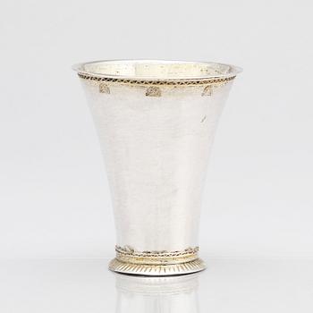 A Swedish 18th century parcel-gilt silver beaker, mark of Petter Davidsson, Norrköping 1766.