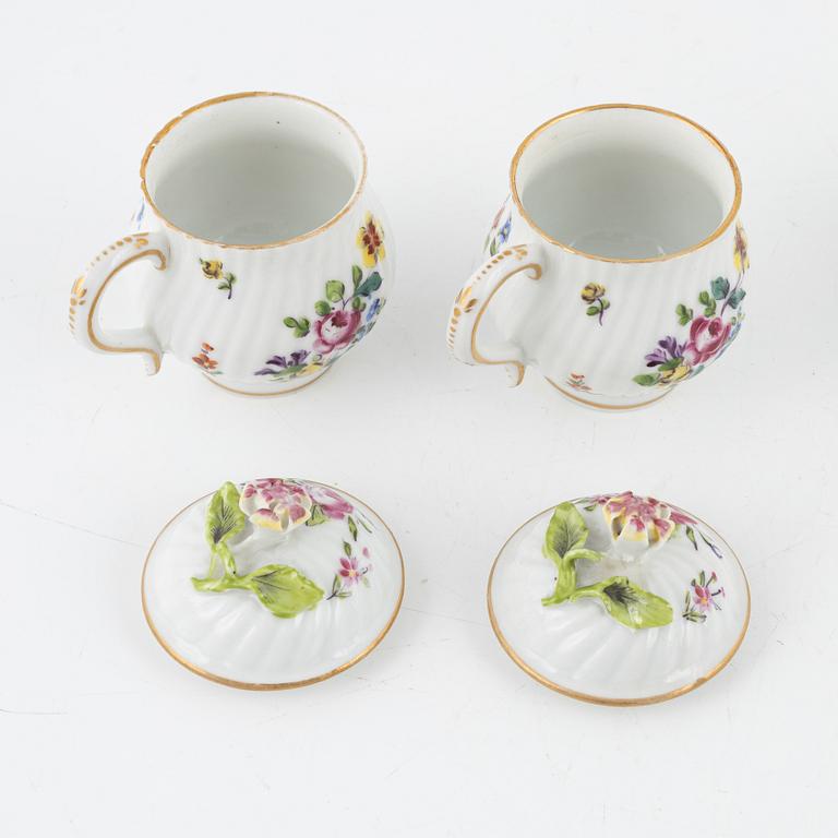 A group of six porcelain creme cups, Vienna-like mark, around the year 1900.