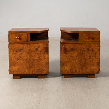 Bedside tables, a pair, Art Deco, first half of the 20th century.
