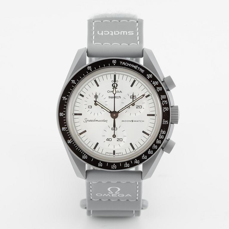 Swatch/Omega, MoonSwatch 1965, "No Reserve", chronograph, wristwatch, 42 mm.