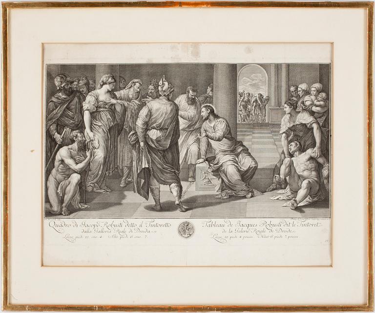 JACOPO ROBUSTI TINTORETTO, efter, kopparstick, 1700-tal.