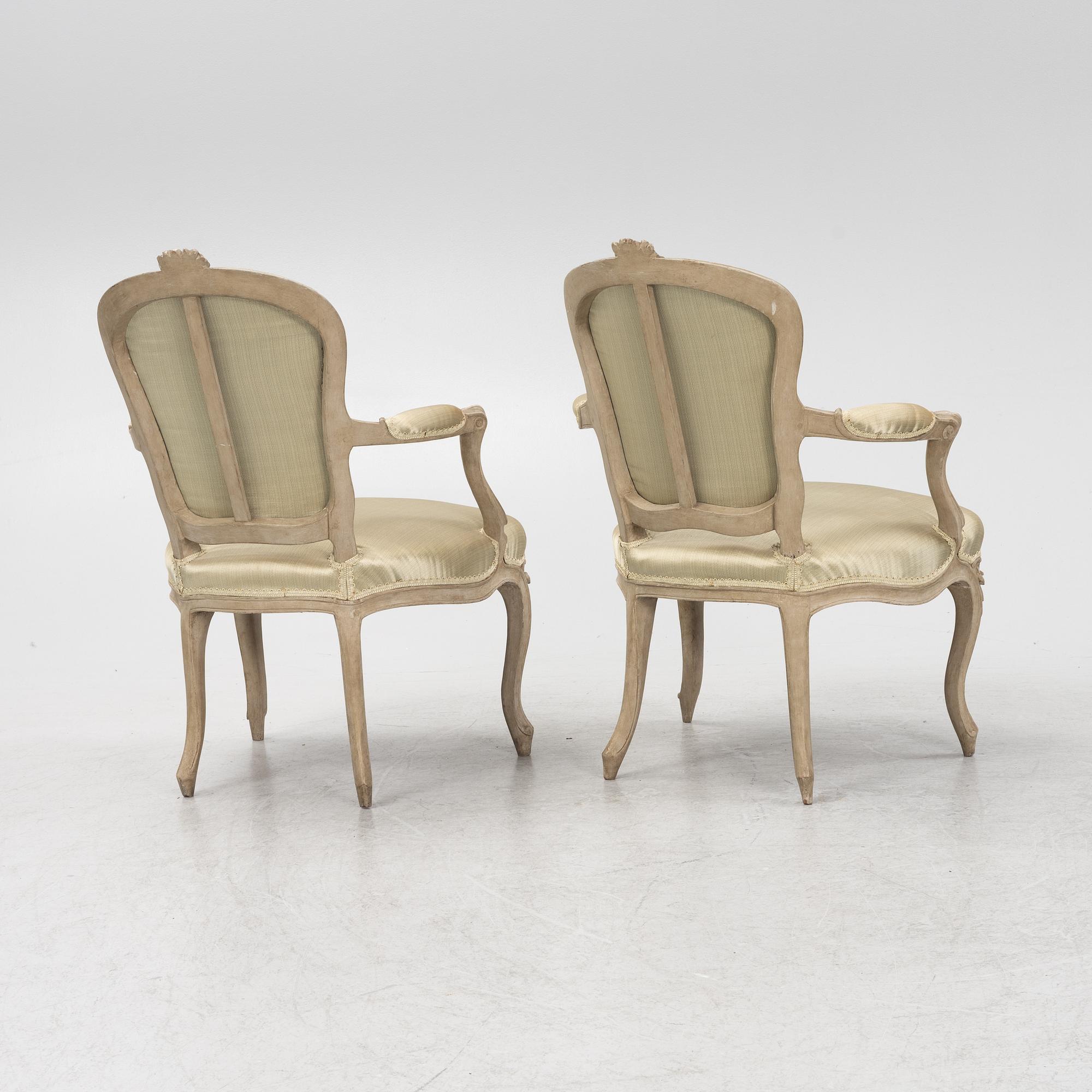 A pair of French Louis XV-style chairs, 19th Century.