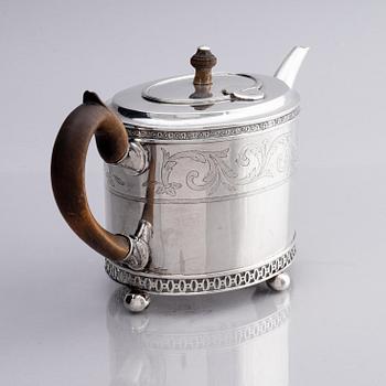 A Swedish 18th century silver tea-pot, mark of Mikael Nyberg, Stockholm 1795.
