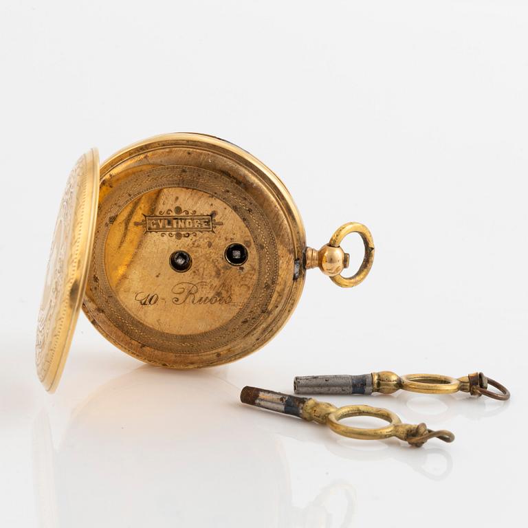 Pocket watch, 18K gold, 37 mm.