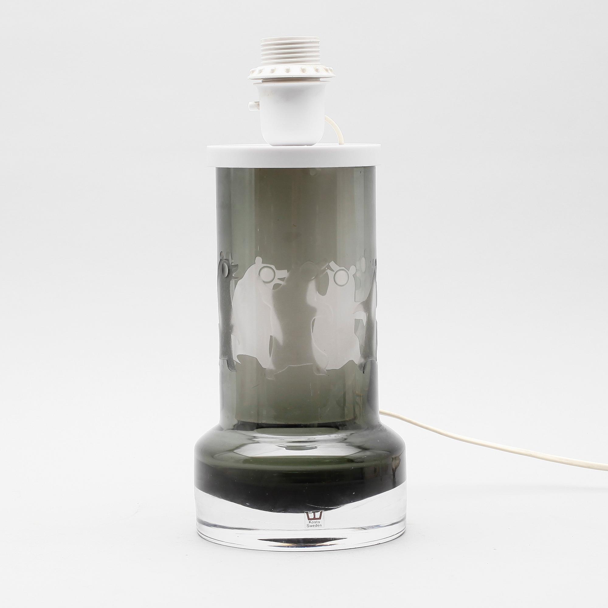 BORDSLAMPA, glas, Ove Sandeberg, signerad, Kosta, 1971.