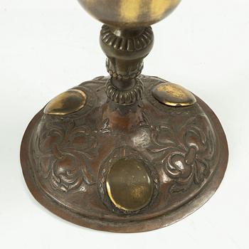 A silvered and gilt copper chalice, presumably German, first part 18th century.