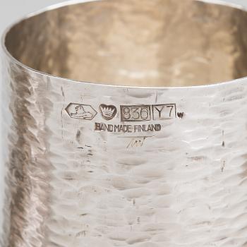 TAPIO WIRKKALA, A set of three silver beakers, marked TW, Kultakeskus, Hämeenlinna, Finland 1976.