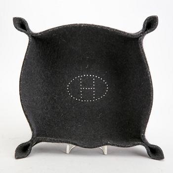Hermès, a set of two leather and felt "Change trays".