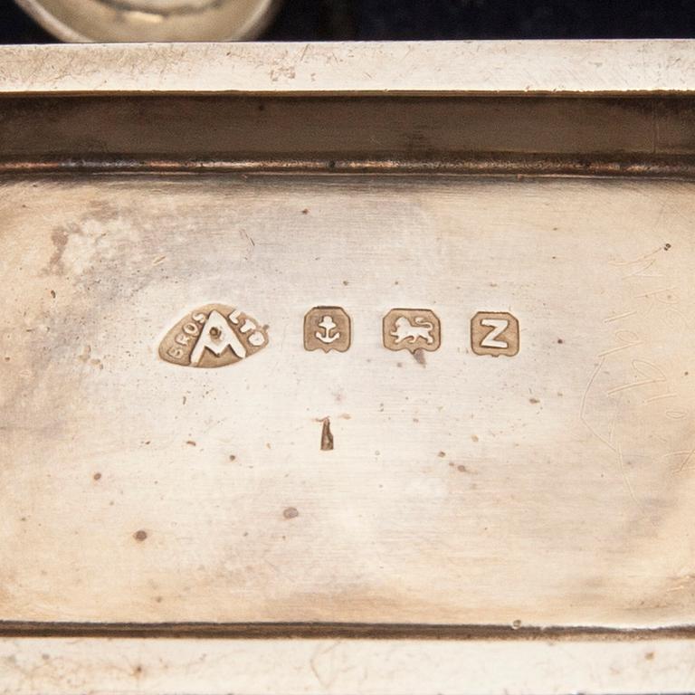 FRUKOSTSET, totalt 8 delar, silver, The Goldsmiths and Silversmiths Co, Birmingham 1900-talets mitt.