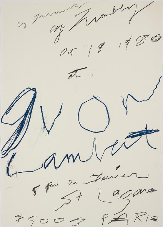 Cy Twombly, a offset poster, 1980, signed.