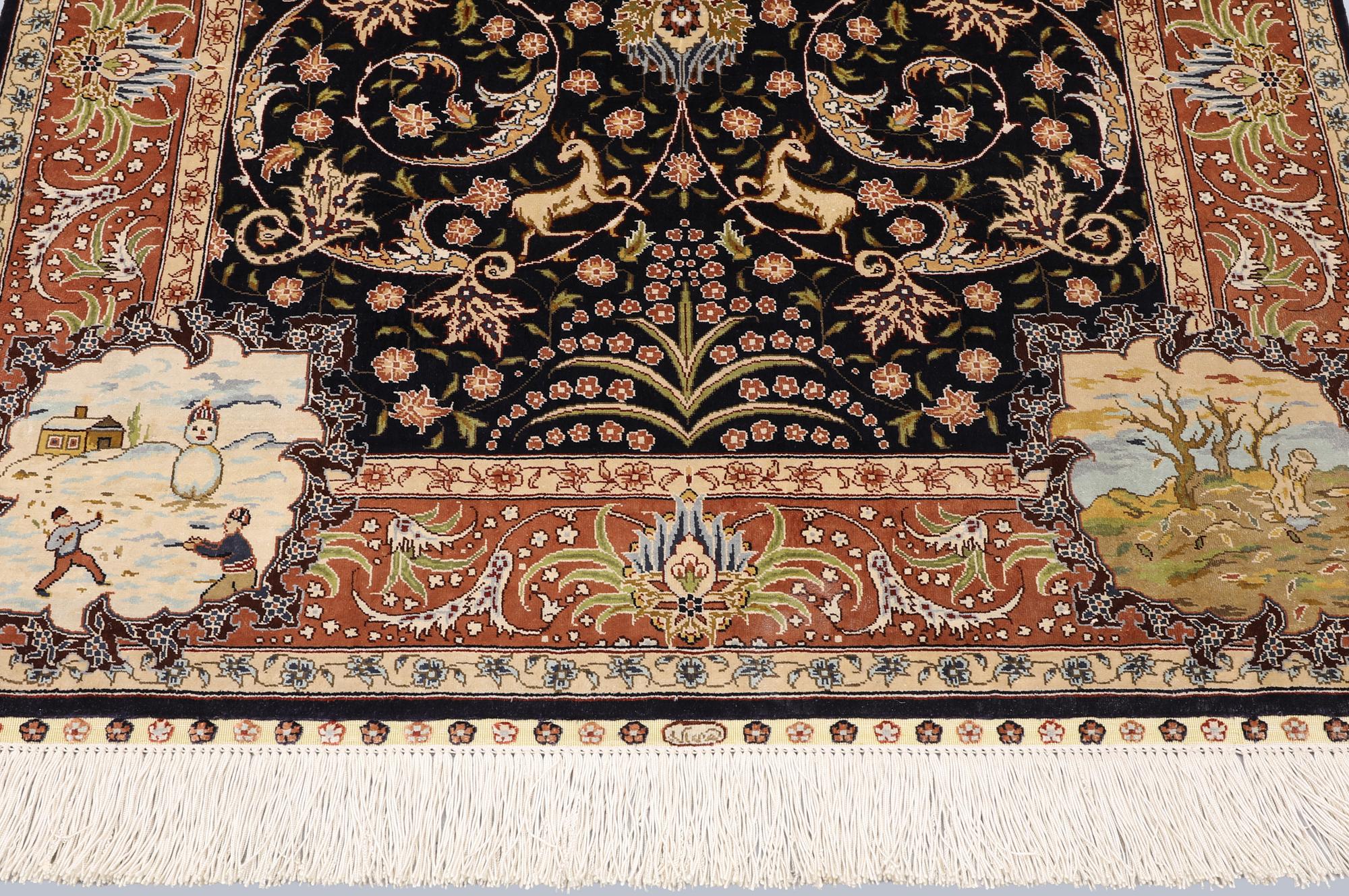 Oriental silk carpet, 122 x 78 cm.