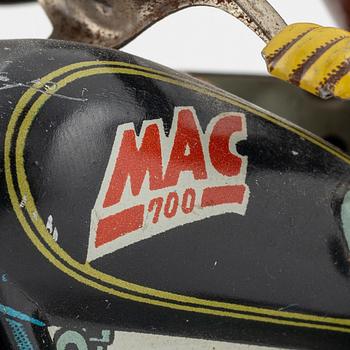 A tin motorcycle, 'Mac 700' from Arnold, Germany, around mid 20th Century.