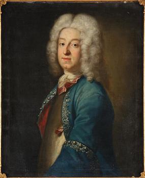 Johan Henrik Scheffel, Portrait of a man in a wig and breastplate, bust-length.