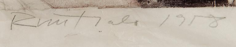 EINO RUUTSALO, träsnitt, signerat och daterat 1958,  numrerat K.V.