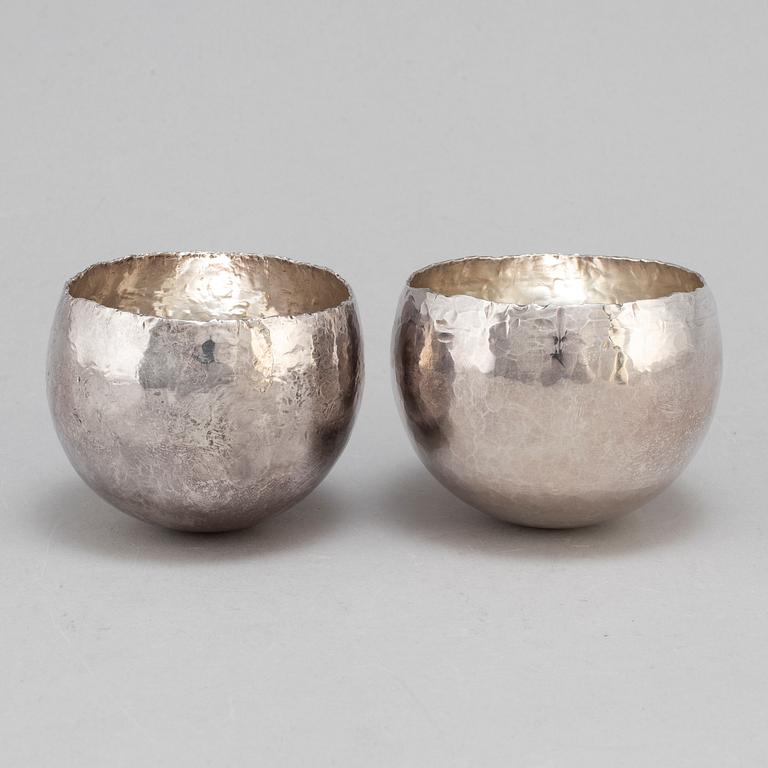 REY URBAN, two sterling silver cups, Stockholm, 1969-84.