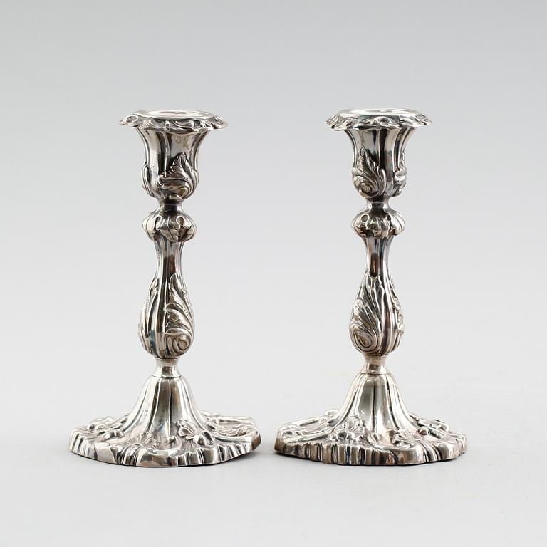 LJUSSTAKAR, 1 par, silver, 1800-talets mitt.
