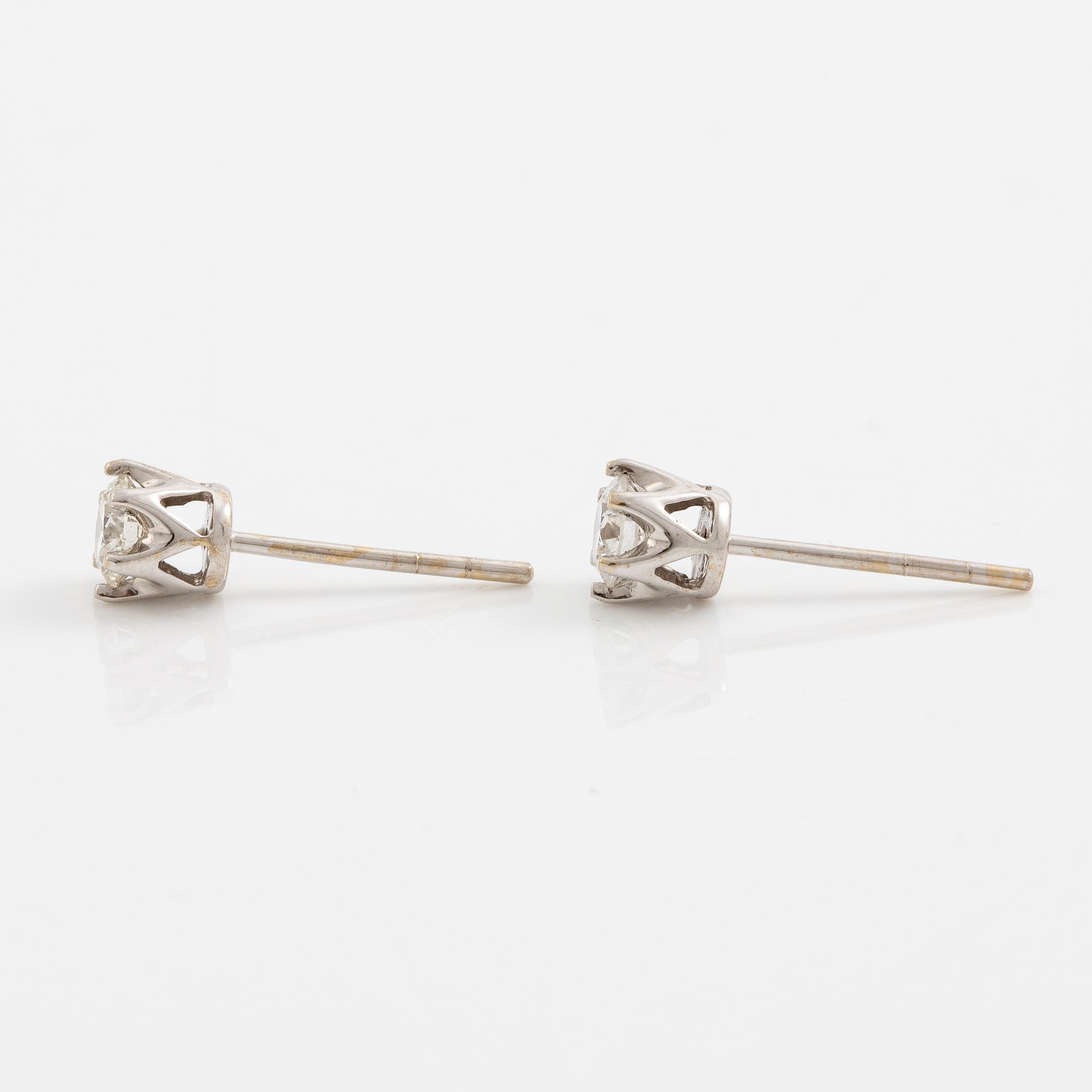 Earrings, a pair, 18K white gold with brilliant-cut diamonds.