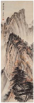 985. Zhou Yuanliang, Bergslandskap med träd i höstfärger.