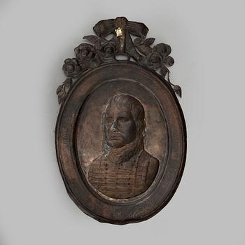 A portrait medallion, copper, 19th century.