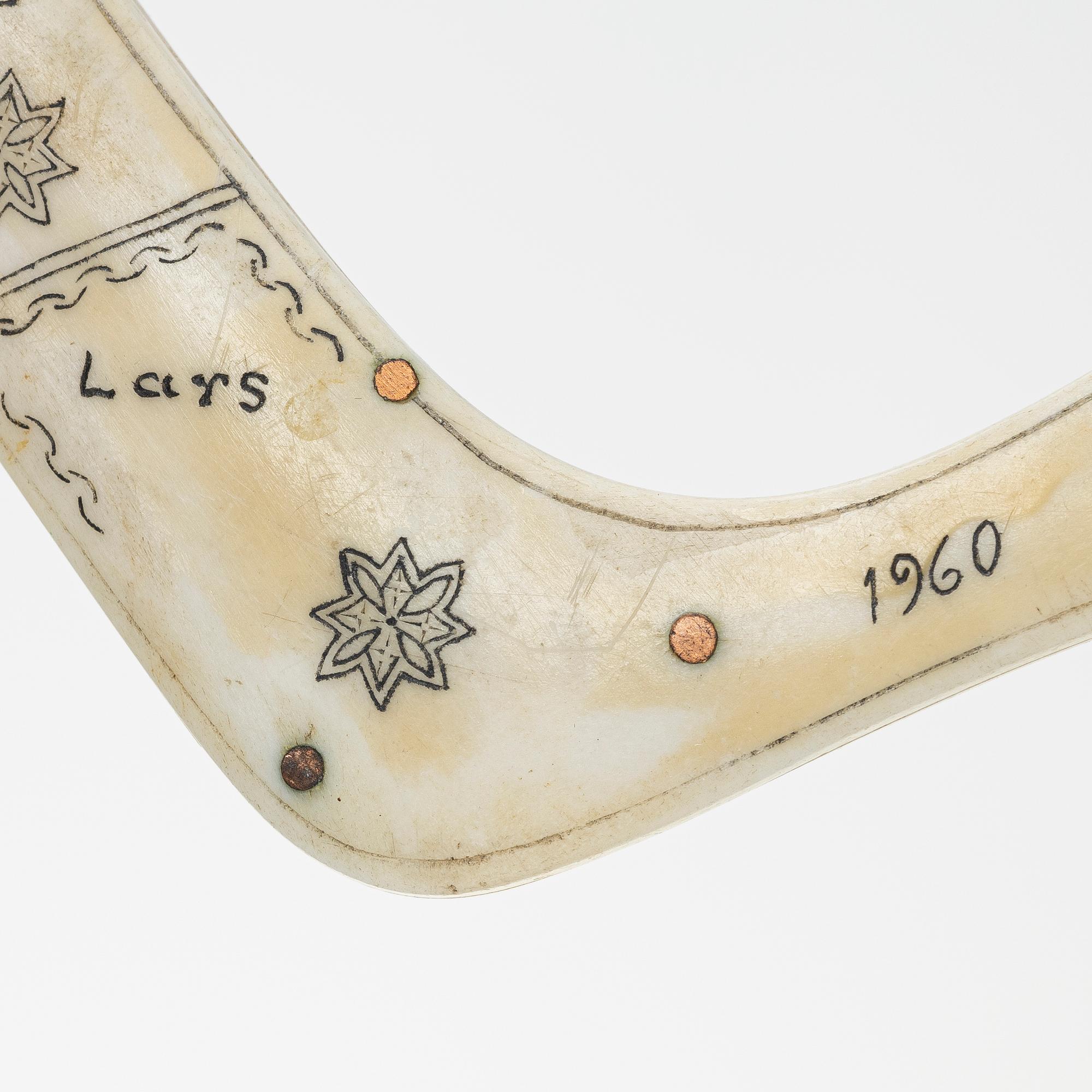 Two Half-horn knives, unidentified craftsmen, one signed NL (LN).