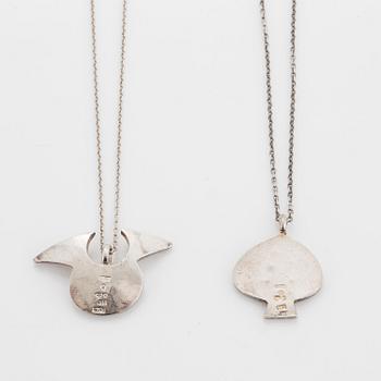 Bengt Liljedahl, Bengt Liljedahl, two pendants, sterling silver.